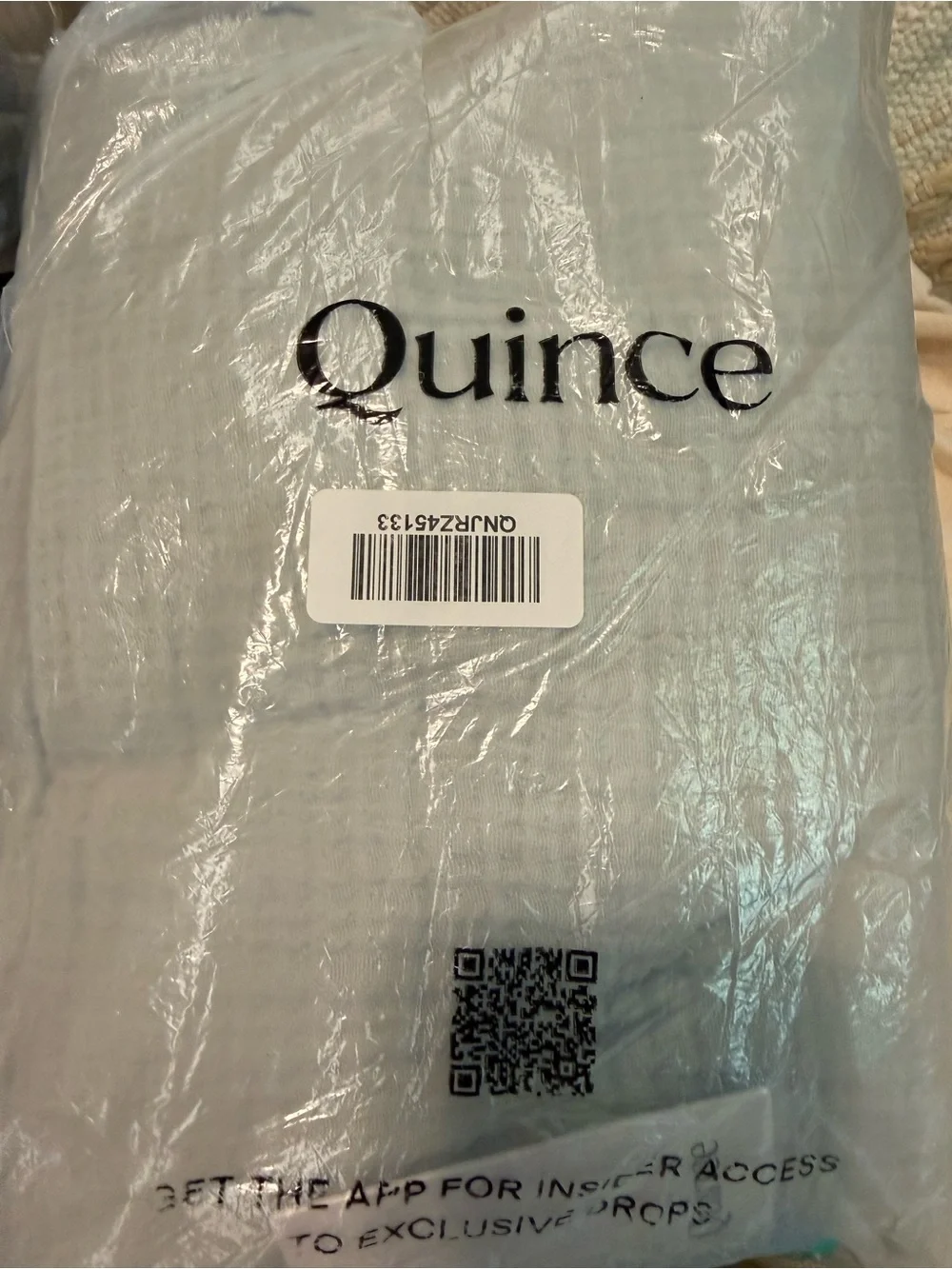 Quince Organic Cotton Gauze Throw in Mist, NEW